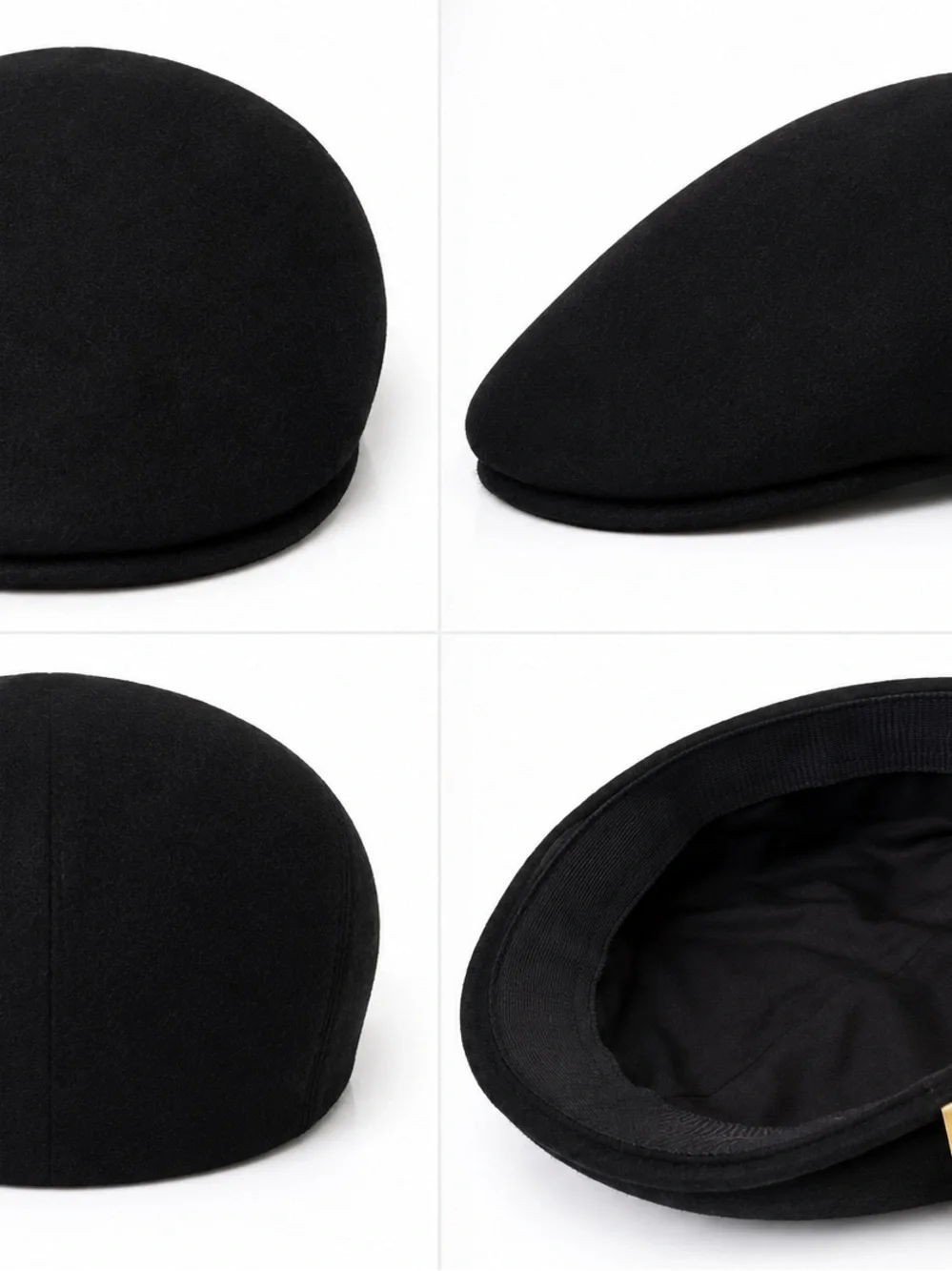 Men's Classic Black Wool Flat Cap